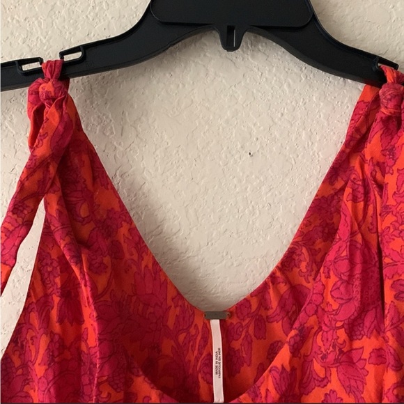 Free People Milkmaid tie straps red maxi dress - Picture 4 of 6